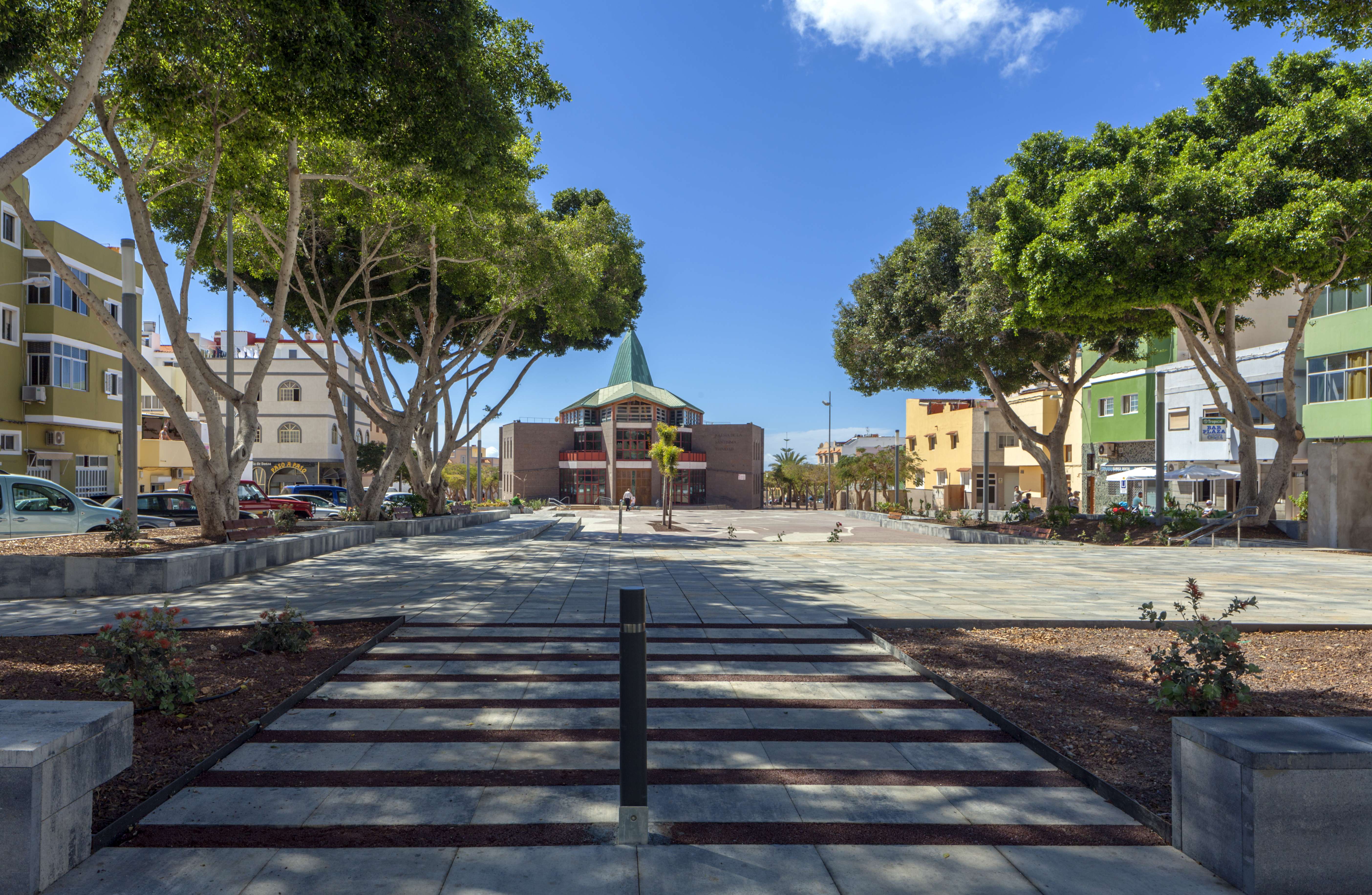 La Plaza (vista futura tras la renovación) del municipio de El Tablero en la isla de Gran Canaria